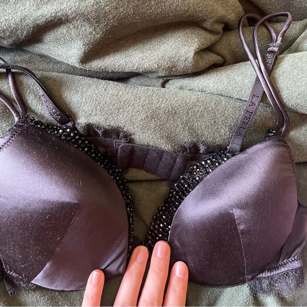 La perla beaded push up bra